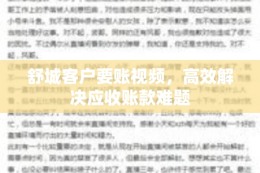 舒城客户要账视频，高效解决应收账款难题