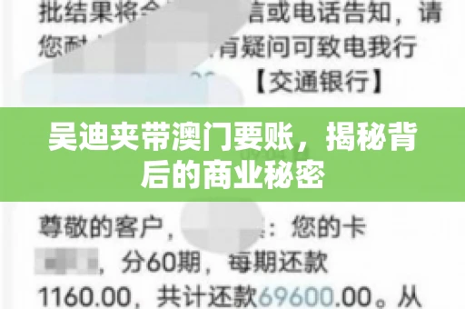 吴迪夹带澳门要账，揭秘背后的商业秘密