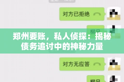 郑州要账，私人侦探：揭秘债务追讨中的神秘力量